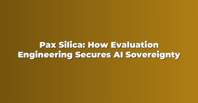 Pax Silica: How Evaluation Engineering Secures AI Sovereignty Pax Silica: How Evaluation Engineering Secures AI Sovereignty